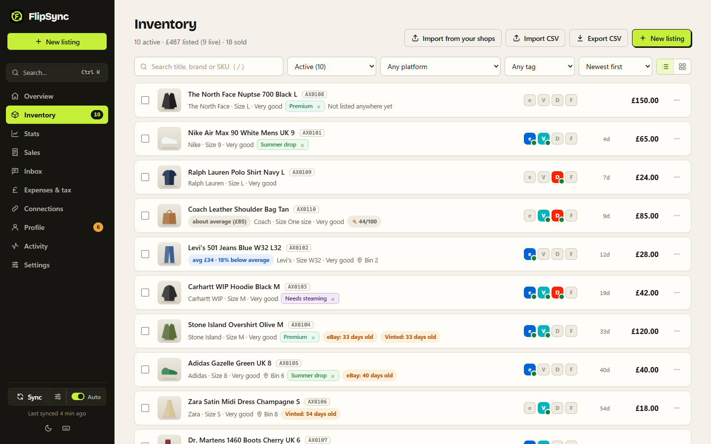 FlipSync inventory